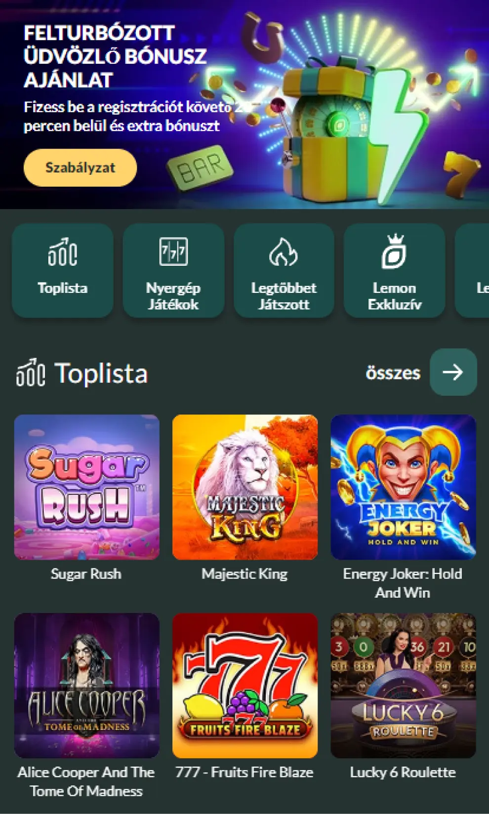 Lemon Casino mobil